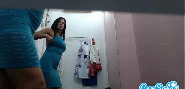  hot lesbian milf step mom with big tits and ass filmed in dressing room changing